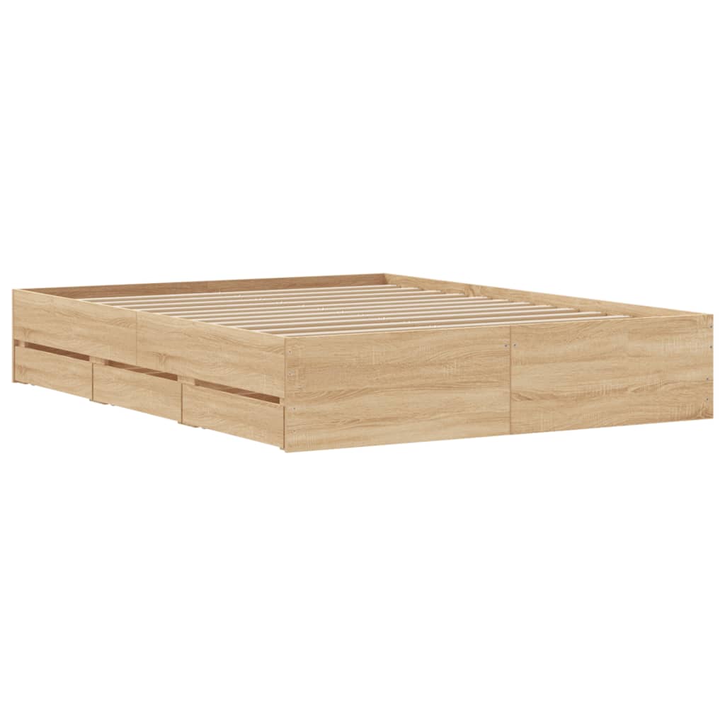 vidaXL Πλαίσιο Κρεβατιού με συρτάρια Sonoma Δρυς 140x200εκ. Επεξ. Ξύλο