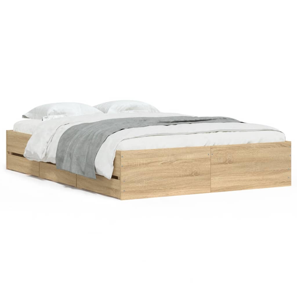vidaXL Πλαίσιο Κρεβατιού με συρτάρια Sonoma Δρυς 120x200εκ. Επεξ. Ξύλο