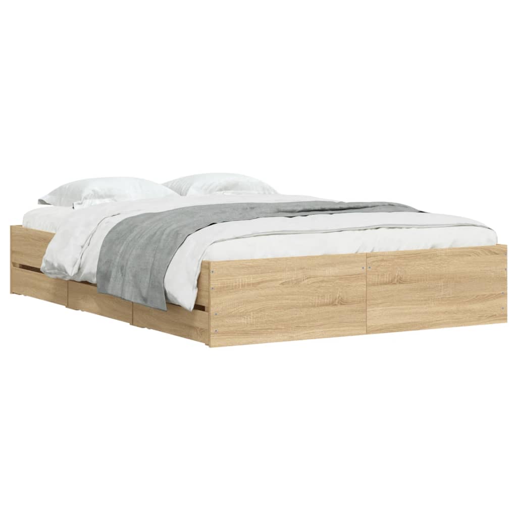 vidaXL Πλαίσιο Κρεβατιού με συρτάρια Sonoma Δρυς 120x200εκ. Επεξ. Ξύλο