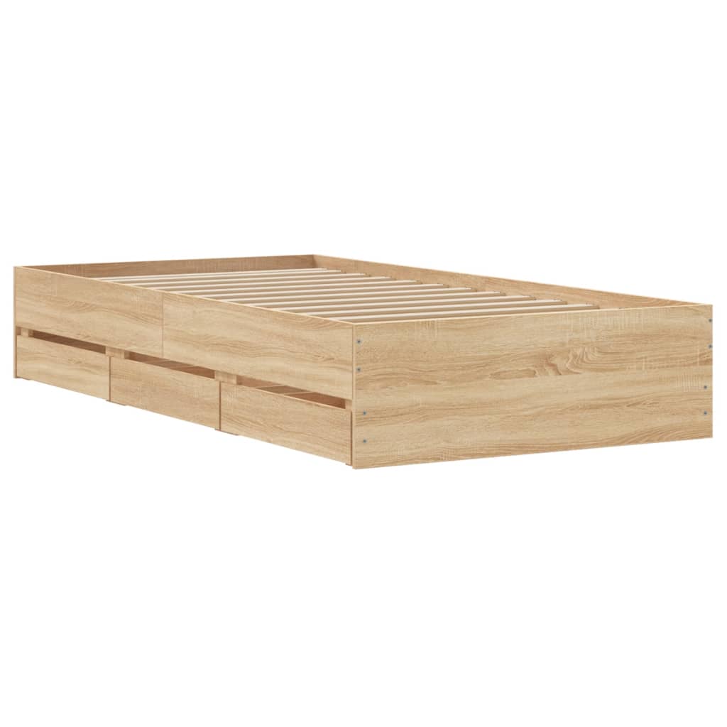 vidaXL Πλαίσιο Κρεβατιού με συρτάρια Sonoma Δρυς 100x200εκ. Επεξ. Ξύλο
