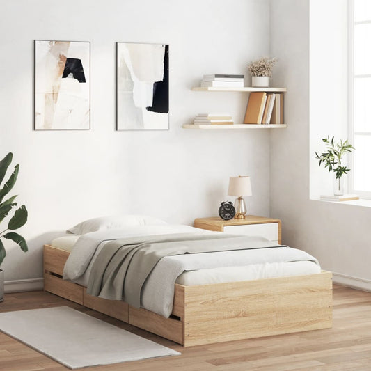 vidaXL Πλαίσιο Κρεβατιού με συρτάρια Sonoma Δρυς 100x200εκ. Επεξ. Ξύλο