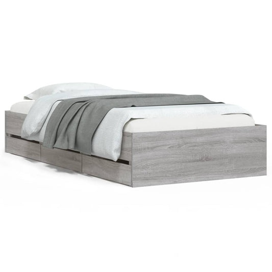 vidaXL Πλαίσιο Κρεβατιού με συρτάρια Γκρι sonoma 100x200εκ. Επεξ. Ξύλο