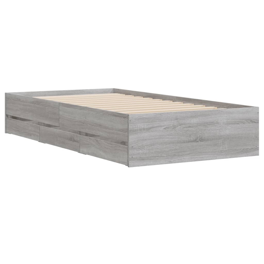 vidaXL Πλαίσιο Κρεβατιού με συρτάρια Γκρι sonoma 90x200εκ. Επεξ. Ξύλο