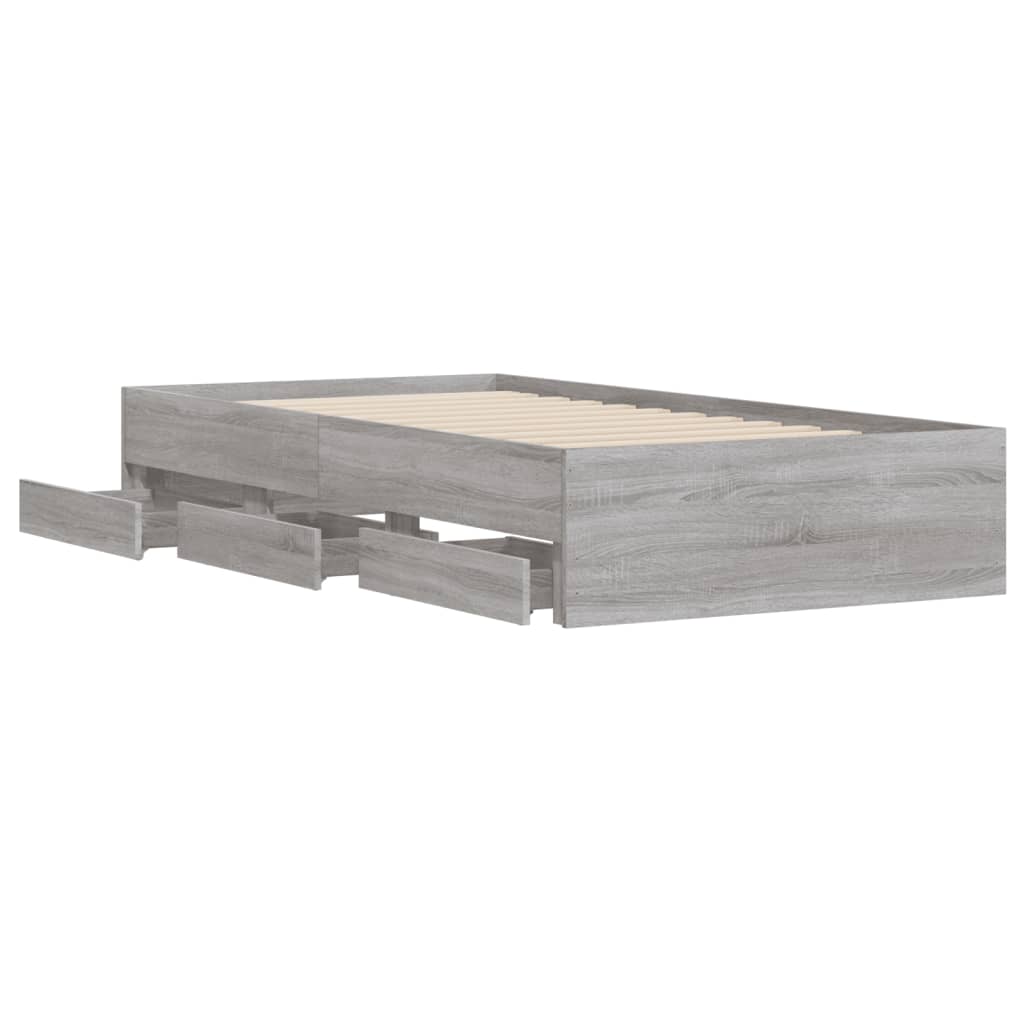 vidaXL Πλαίσιο Κρεβατιού με συρτάρια Γκρι sonoma 90x200εκ. Επεξ. Ξύλο