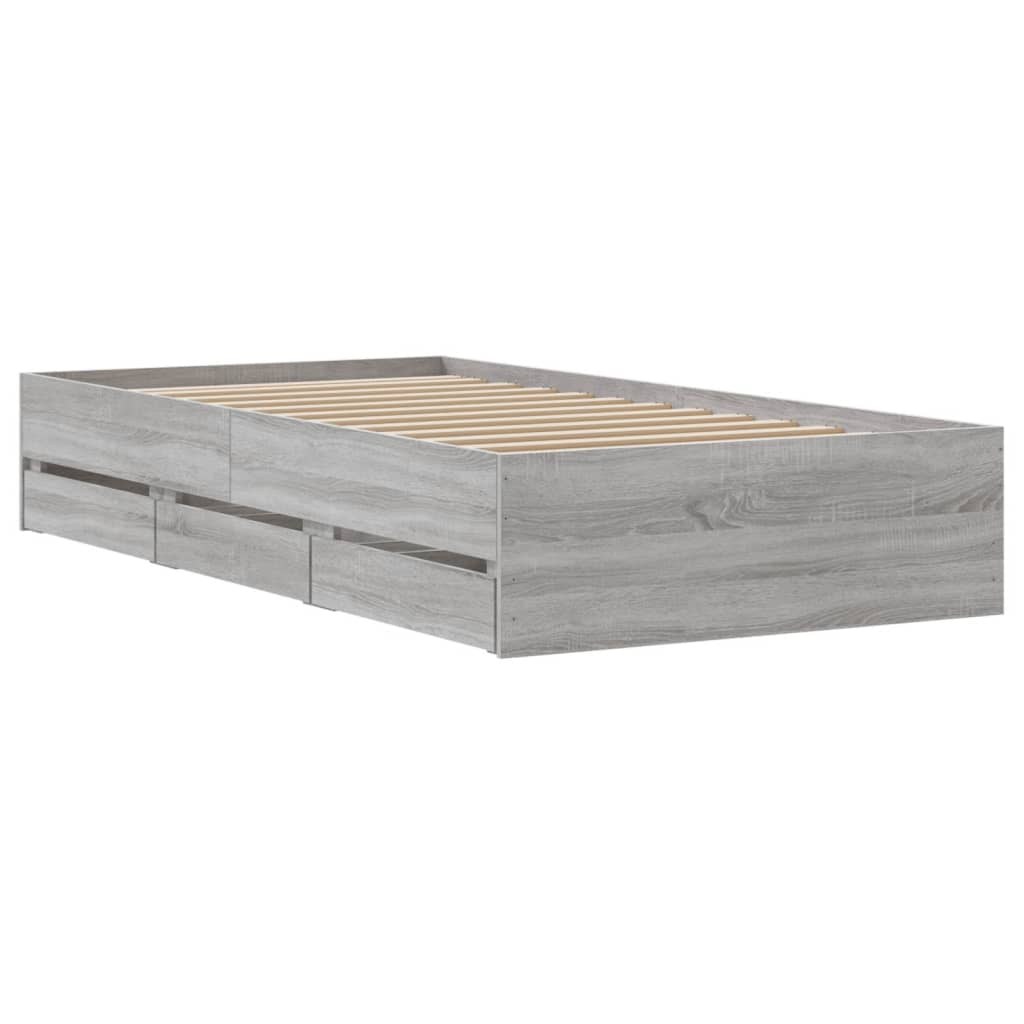 vidaXL Πλαίσιο Κρεβατιού με συρτάρια Γκρι sonoma 90x200εκ. Επεξ. Ξύλο
