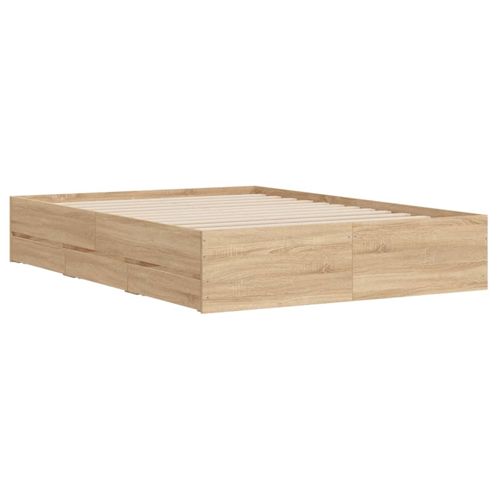 vidaXL Πλαίσιο Κρεβατιού με συρτάρια Sonoma Δρυς 120x190εκ. Επεξ. Ξύλο