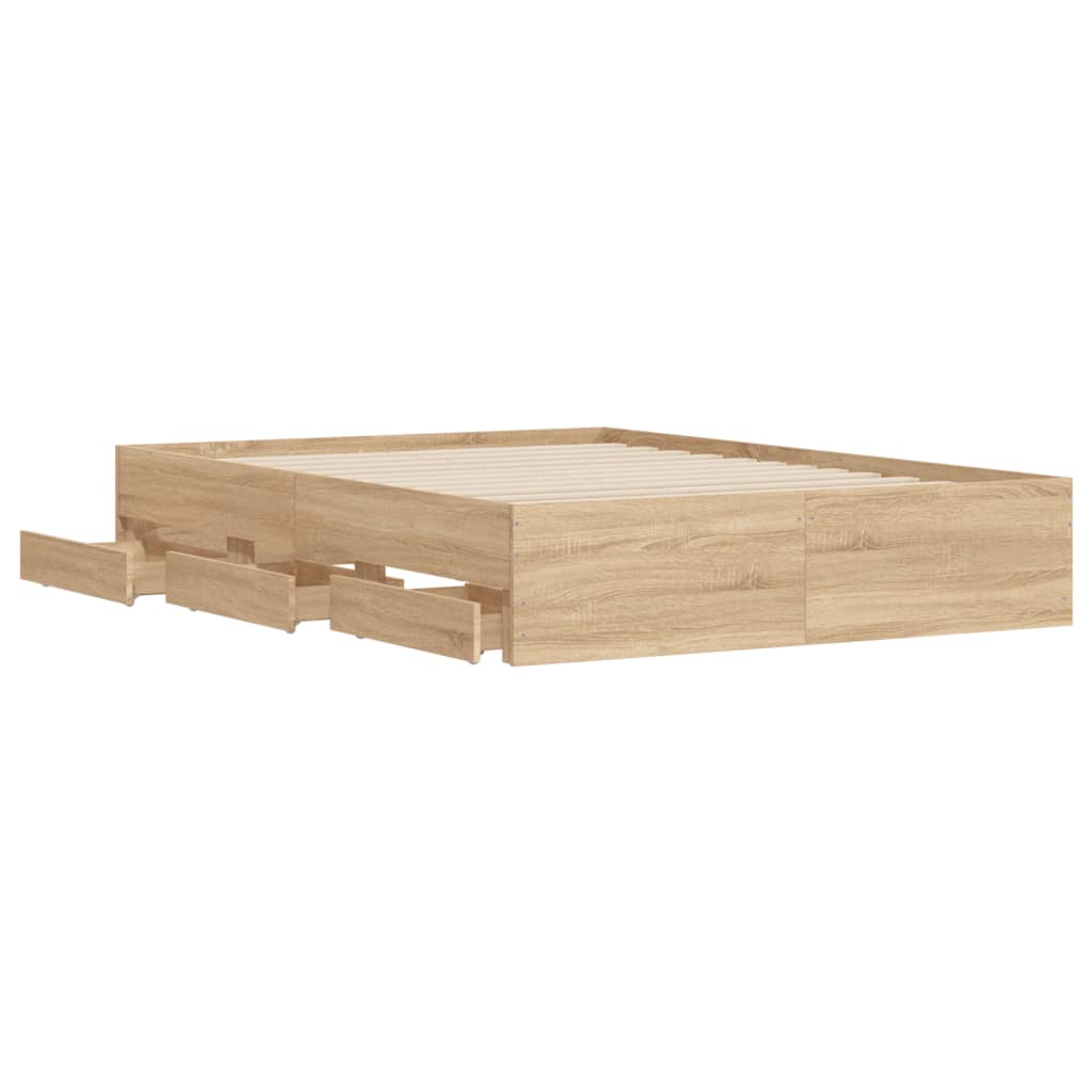 vidaXL Πλαίσιο Κρεβατιού με συρτάρια Sonoma Δρυς 120x190εκ. Επεξ. Ξύλο