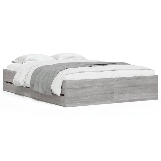 vidaXL Πλαίσιο Κρεβατιού με συρτάρια Γκρι sonoma 120x190εκ. Επεξ. Ξύλο