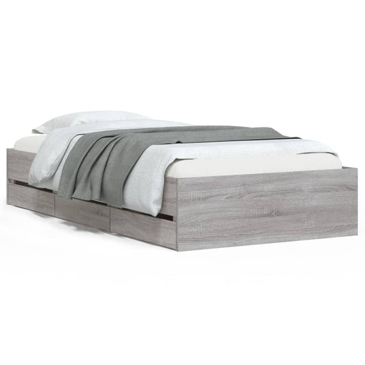 vidaXL Πλαίσιο Κρεβατιού με Συρτάρια Γκρι Sonoma 90x190εκ. Επεξ. Ξύλο