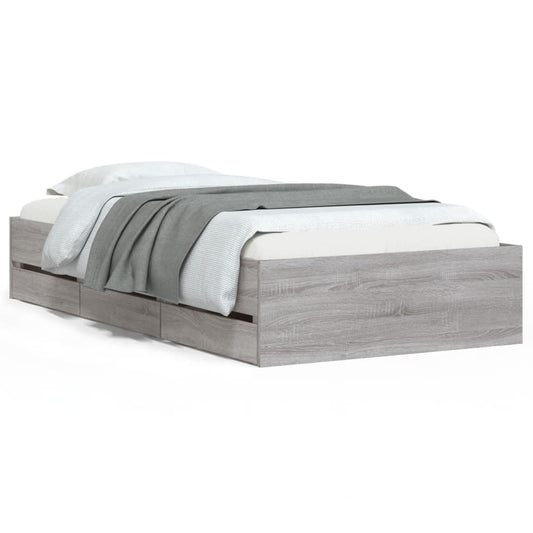 vidaXL Πλαίσιο Κρεβατιού με Συρτάρια Γκρι Sonoma 75x190 εκ. Επεξ. Ξύλο