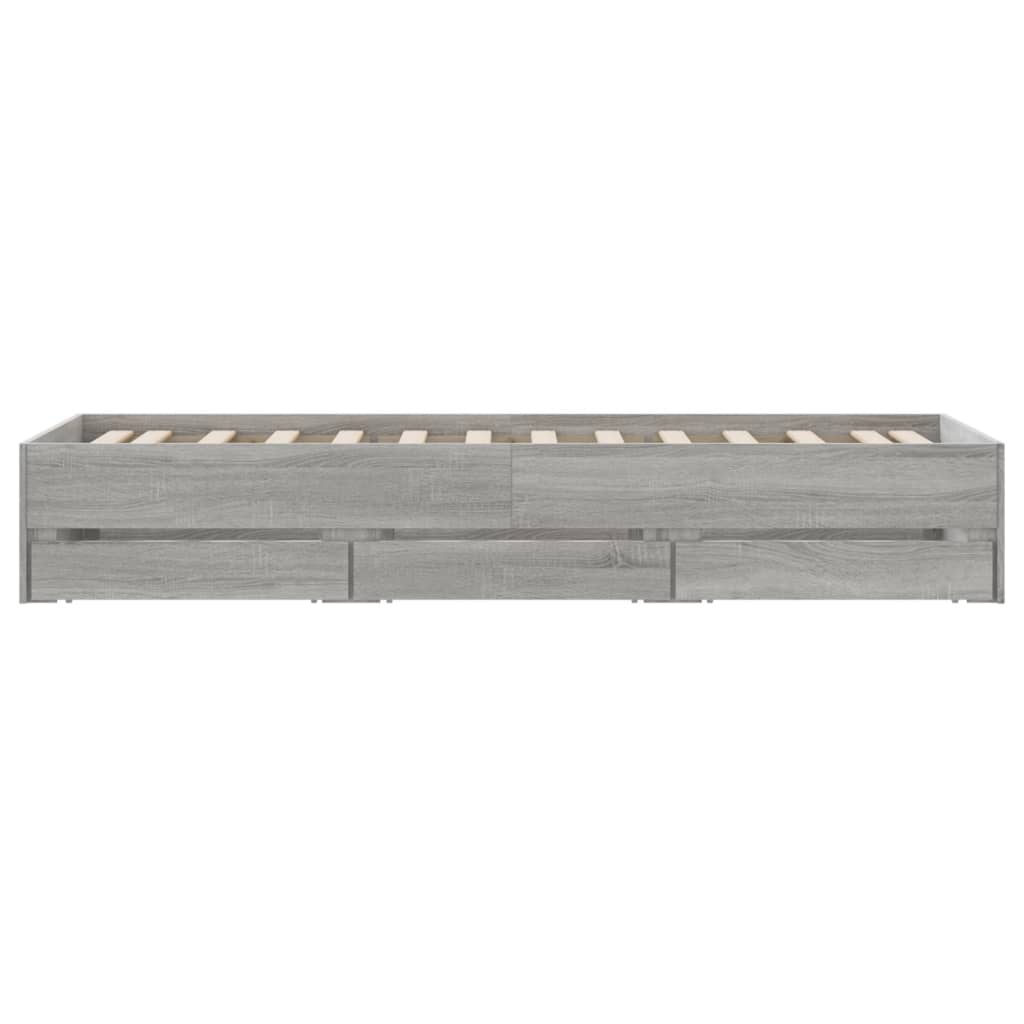 vidaXL Πλαίσιο Κρεβατιού με Συρτάρια Γκρι Sonoma 75x190 εκ. Επεξ. Ξύλο