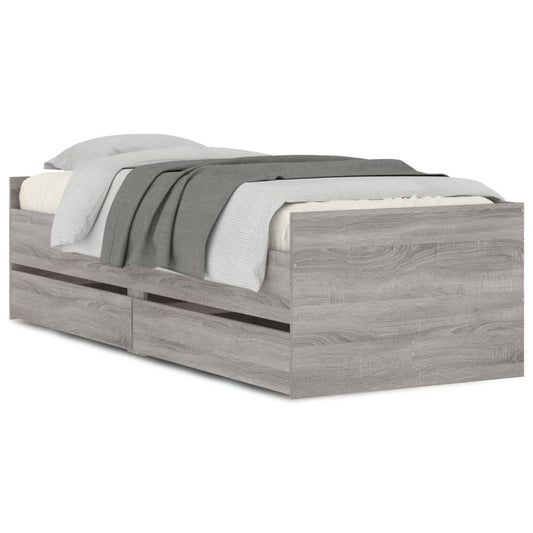 vidaXL Πλαίσιο Κρεβατιού με Συρτάρια Γκρι sonoma 100x200 εκ.
