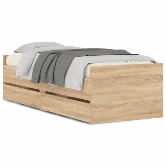 vidaXL Πλαίσιο Κρεβατιού Με Συρτάρια Sonoma Δρυς 75x190εκ Small Single