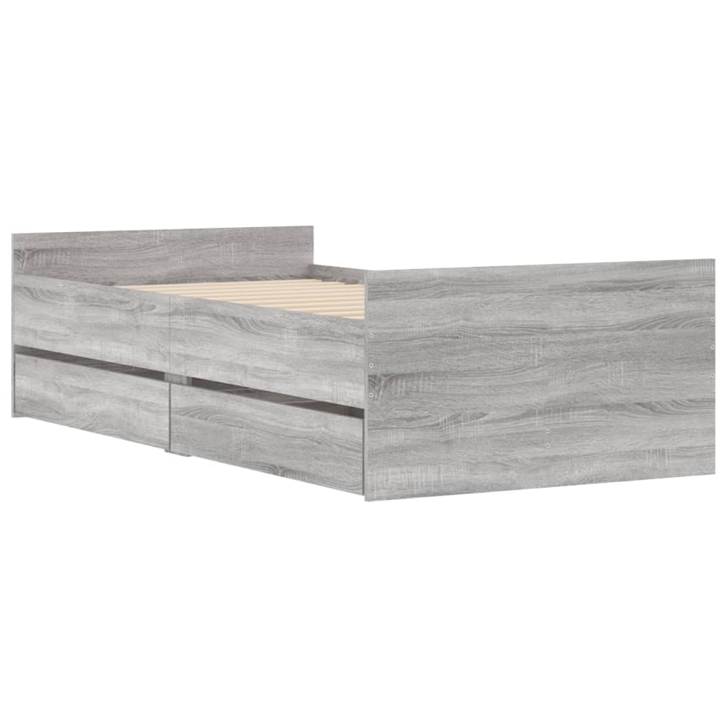 vidaXL Πλαίσιο Κρεβατιού με Συρτάρια Γκρι sonoma 100x200 εκ.