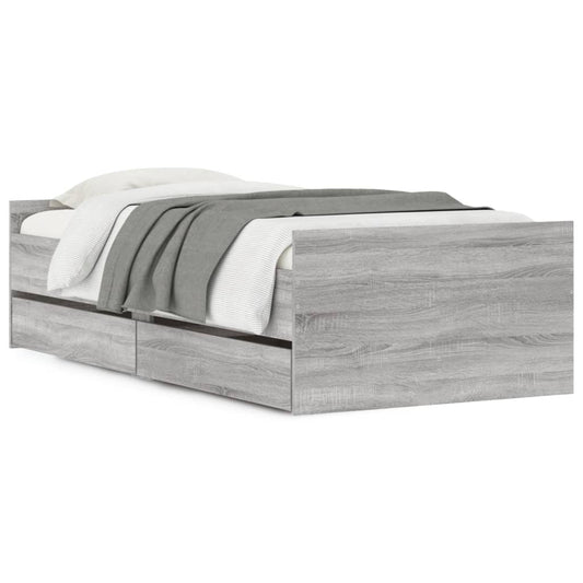vidaXL Πλαίσιο Κρεβατιού με Συρτάρια Γκρι Sonoma 90 x 190 εκ.