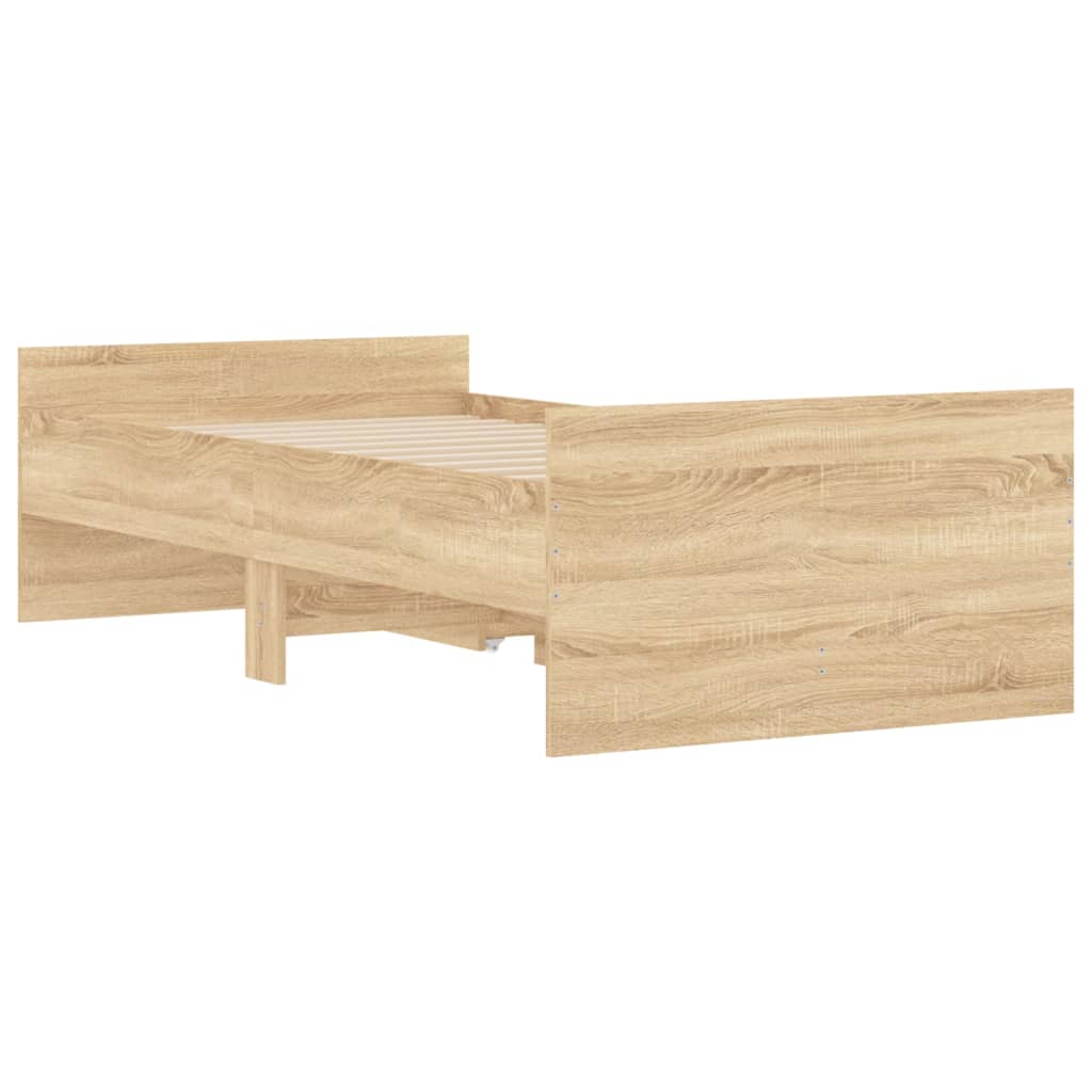 vidaXL Πλαίσιο Κρεβατιού Με Συρτάρια Sonoma Δρυς 75x190εκ Small Single