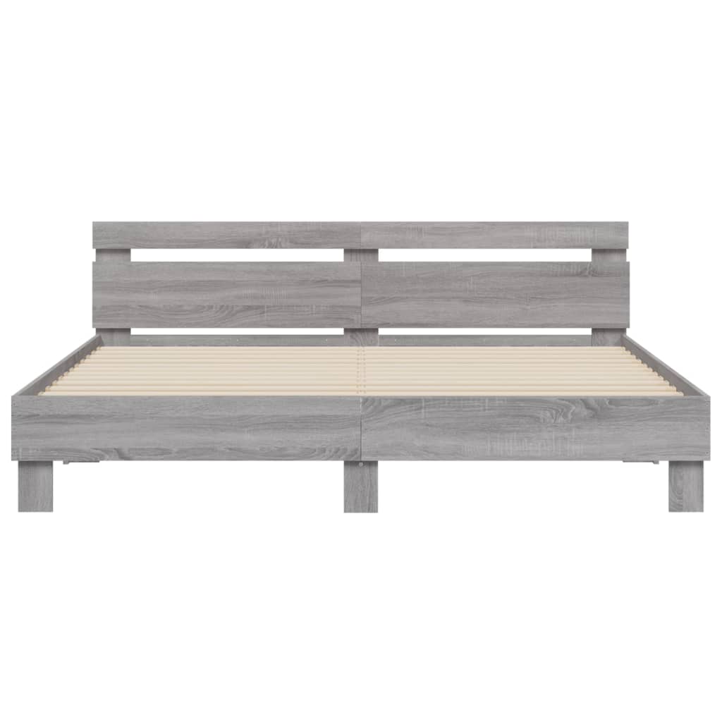 vidaXL Πλαίσιο Κρεβατιού με Κεφαλάρι Γκρι Sonoma 200x200εκ. Επεξ. Ξύλο