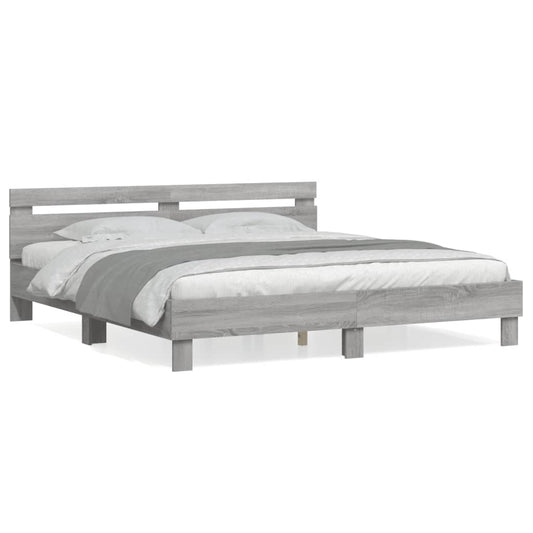 vidaXL Πλαίσιο Κρεβατιού με Κεφαλάρι Γκρι Sonoma 180x200εκ. Επεξ. Ξύλο