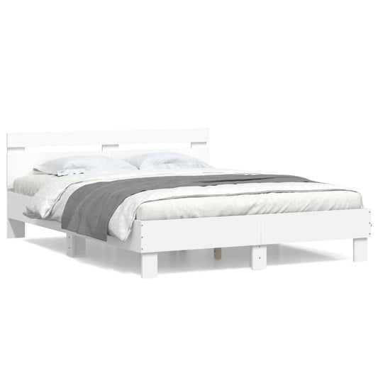 vidaXL Πλαίσιο Κρεβατιού με Κεφαλάρι Λευκό 150x200 εκ Επεξεργ. Ξύλο