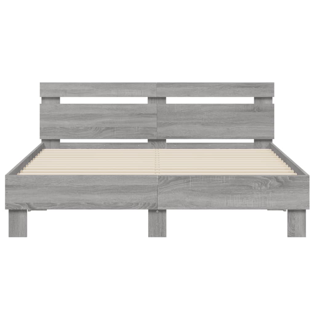 vidaXL Πλαίσιο Κρεβατιού με Κεφαλάρι Γκρι Sonoma 150x200εκ. Επεξ. Ξύλο