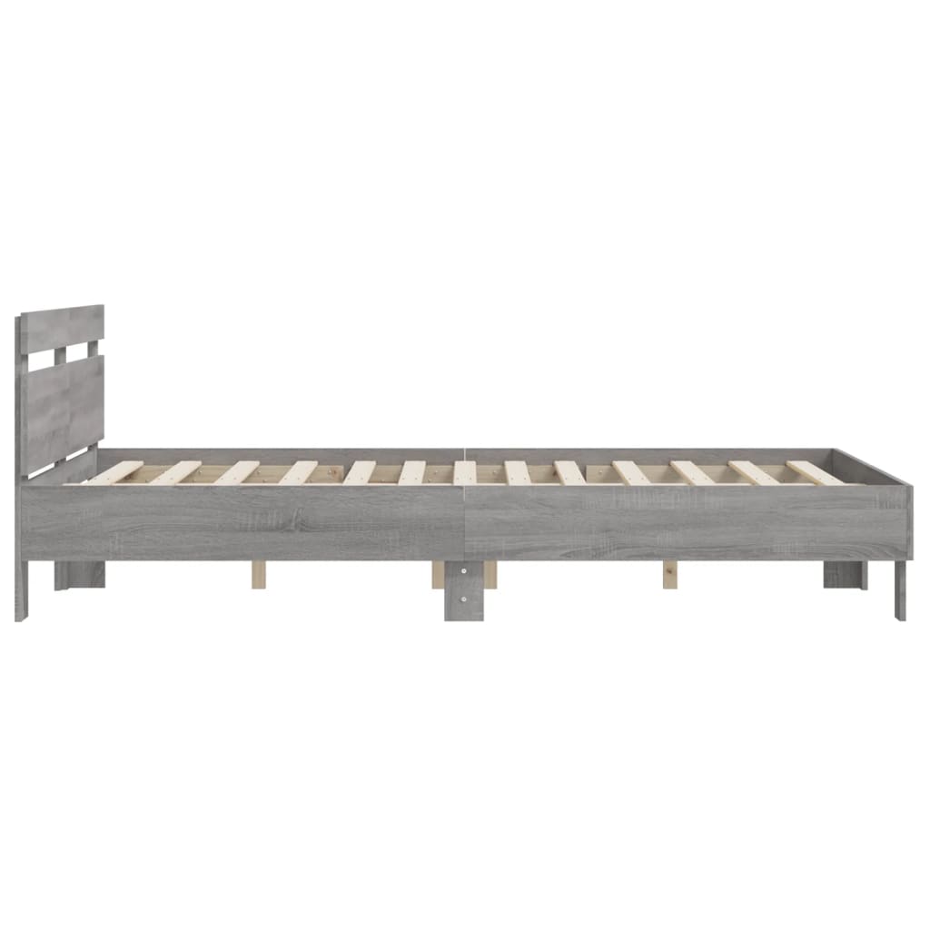 vidaXL Πλαίσιο Κρεβατιού με Κεφαλάρι Γκρι Sonoma 150x200εκ. Επεξ. Ξύλο