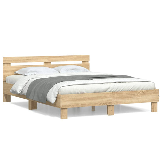 vidaXL Πλαίσιο Κρεβατιού με Κεφαλάρι Sonoma Δρυς 140x200εκ. Επεξ. Ξύλο