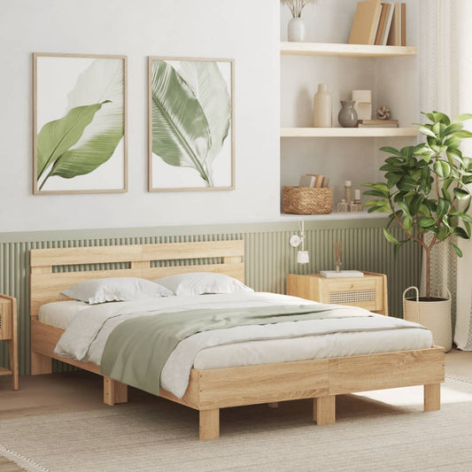 vidaXL Πλαίσιο Κρεβατιού με Κεφαλάρι Sonoma Δρυς 120x200εκ. Επεξ. Ξύλο