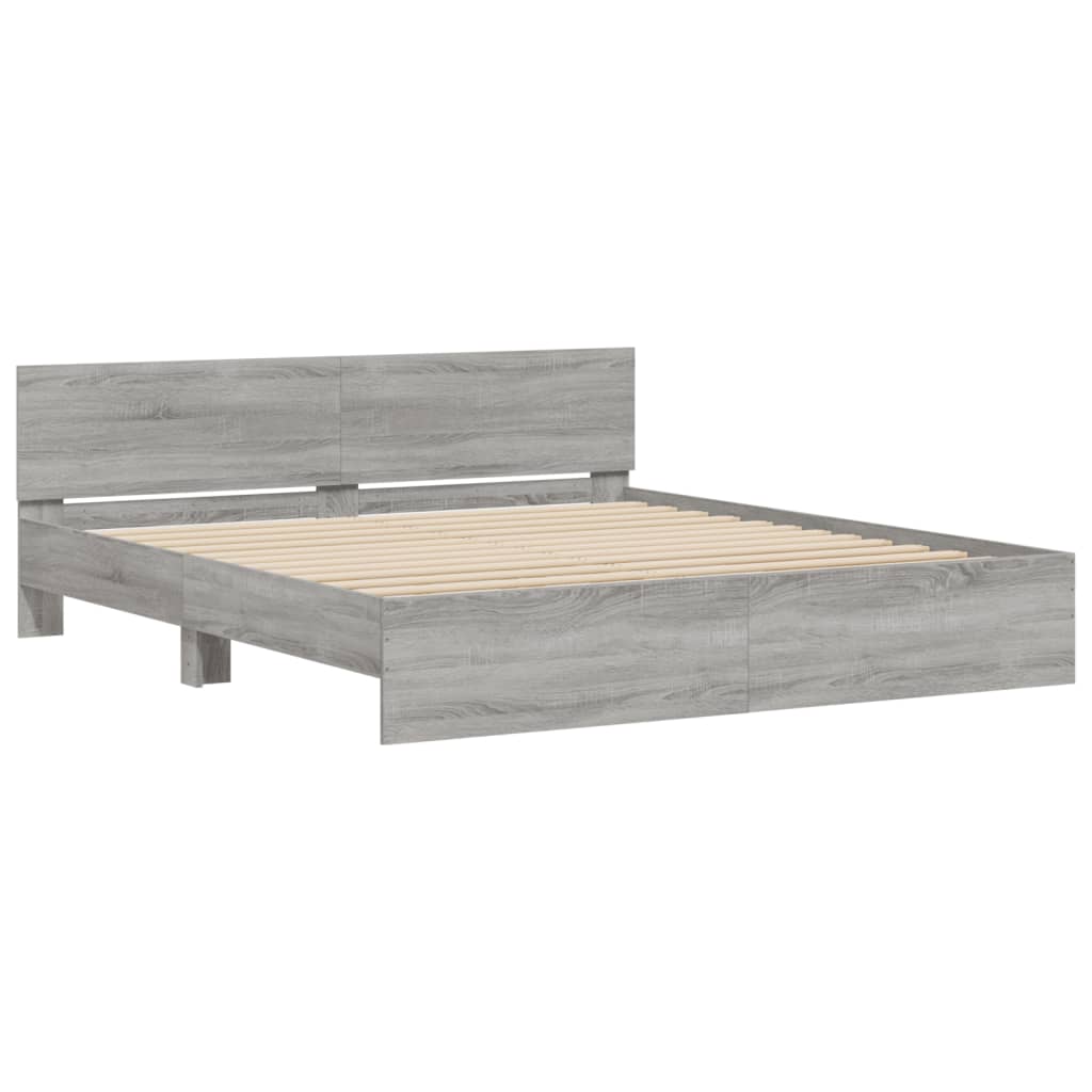 vidaXL Πλαίσιο Κρεβατιού με Κεφαλάρι Γκρι Sonoma 200x200 εκ.