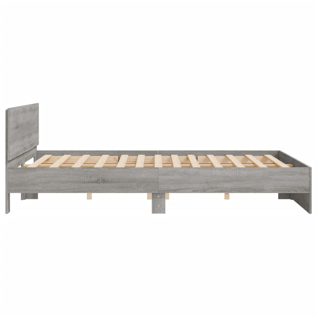 vidaXL Πλαίσιο Κρεβατιού με Κεφαλάρι Γκρι Sonoma 200x200 εκ.