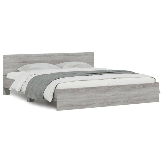 vidaXL Πλαίσιο Κρεβατιού με Κεφαλάρι Γκρι Sonoma 180x200 εκ.
