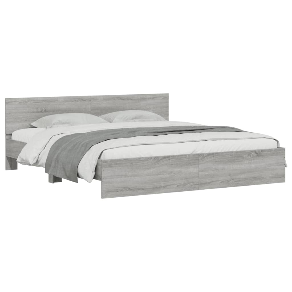 vidaXL Πλαίσιο Κρεβατιού με Κεφαλάρι Γκρι Sonoma 180x200 εκ.