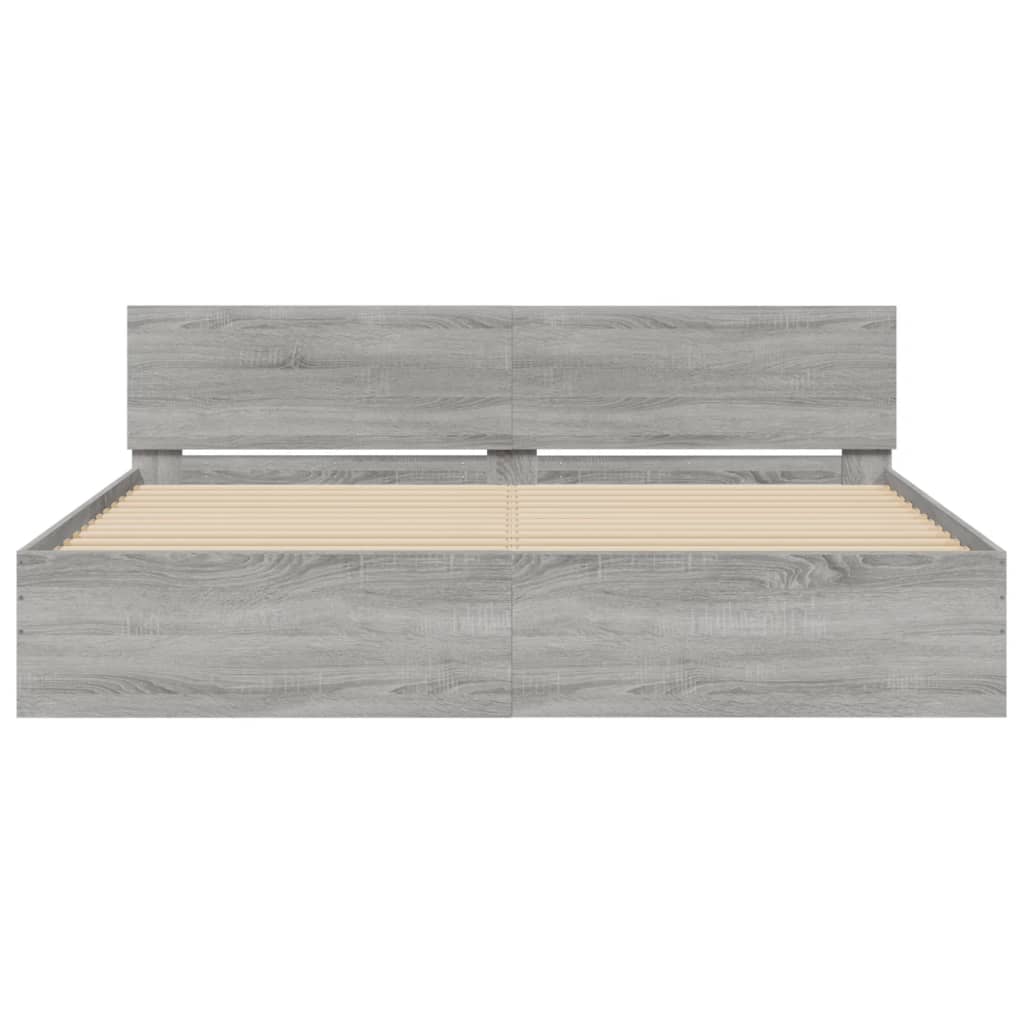 vidaXL Πλαίσιο Κρεβατιού με Κεφαλάρι Γκρι Sonoma 180x200 εκ.