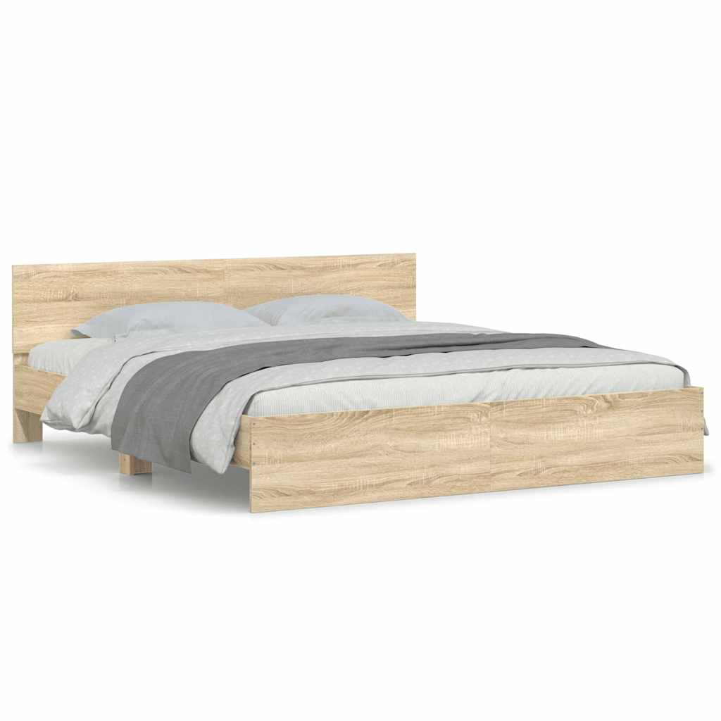vidaXL Πλαίσιο Κρεβατιού με Κεφαλάρι Sonoma Δρυς 160 x 200 εκ.