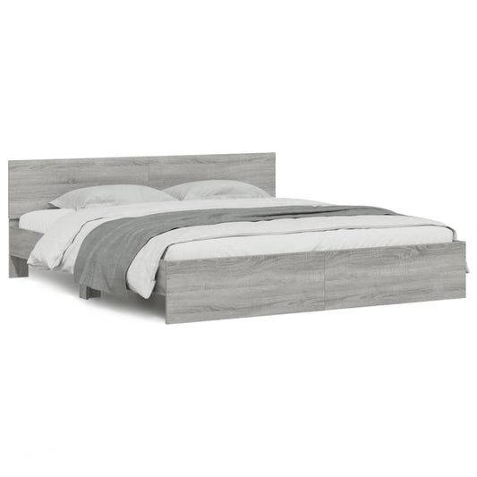 vidaXL Πλαίσιο Κρεβατιού με Κεφαλάρι Γκρι Sonoma 160x200 εκ.