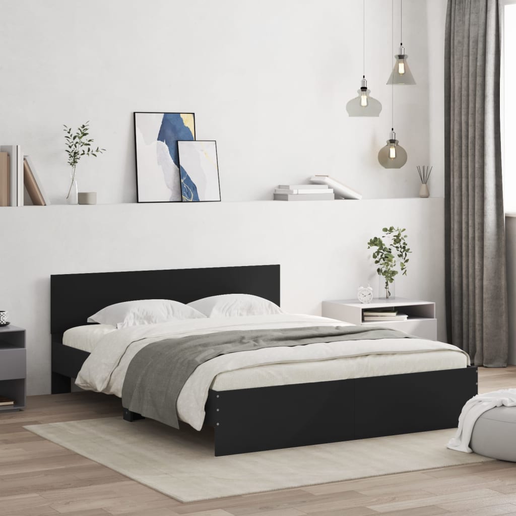 vidaXL Πλαίσιο Κρεβατιού με Κεφαλάρι Μαύρο 150 x 200 εκ