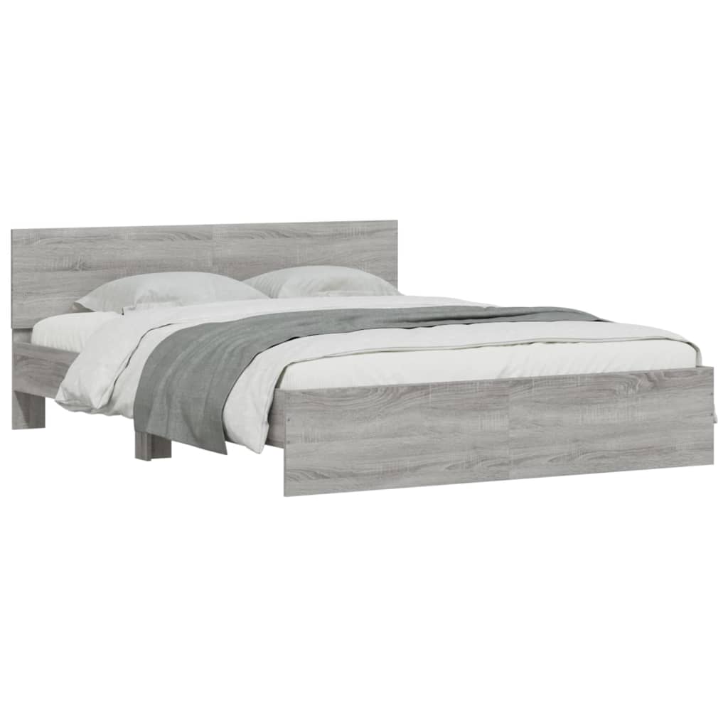 vidaXL Πλαίσιο Κρεβατιού με Κεφαλάρι Γκρι Sonoma 140x200 εκ.