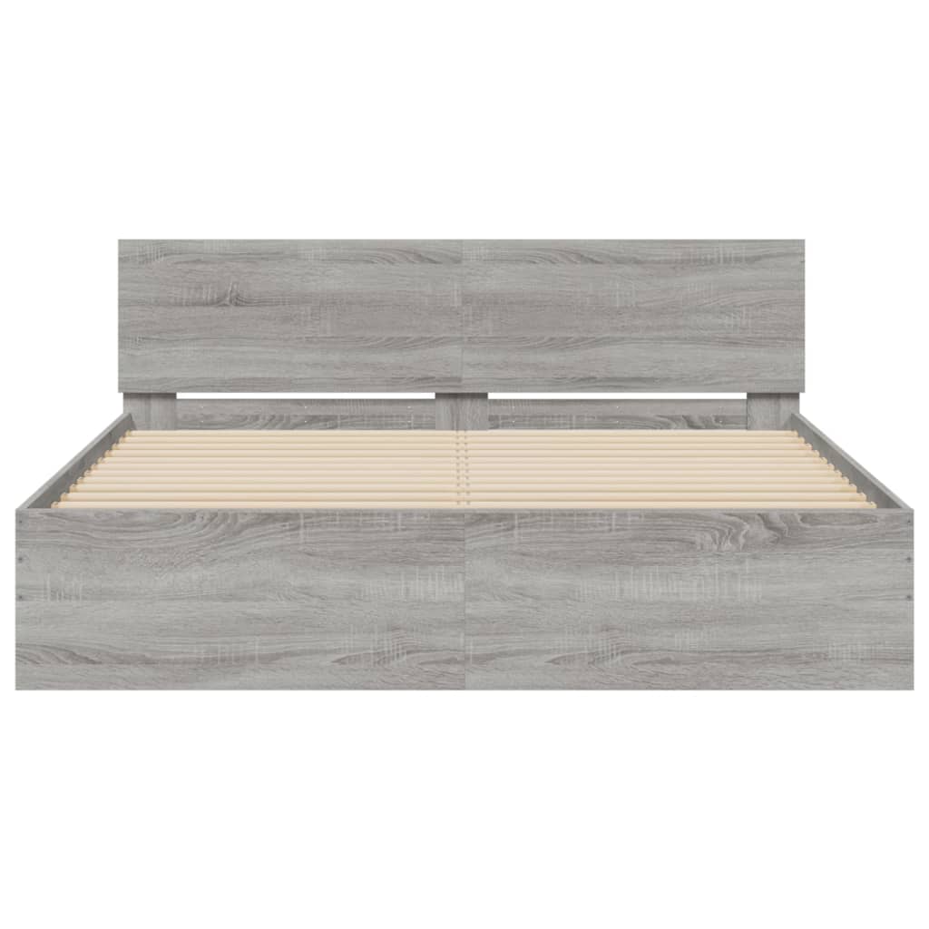 vidaXL Πλαίσιο Κρεβατιού με Κεφαλάρι Γκρι Sonoma 140x200 εκ.