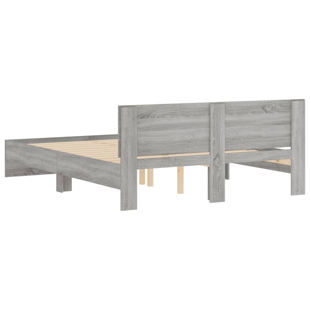 vidaXL Πλαίσιο Κρεβατιού με Κεφαλάρι Γκρι Sonoma 140x200 εκ.
