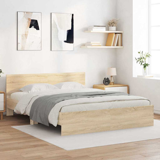 vidaXL Πλαίσιο Κρεβατιού με Κεφαλάρι Sonoma Δρυς 140x190 εκ.