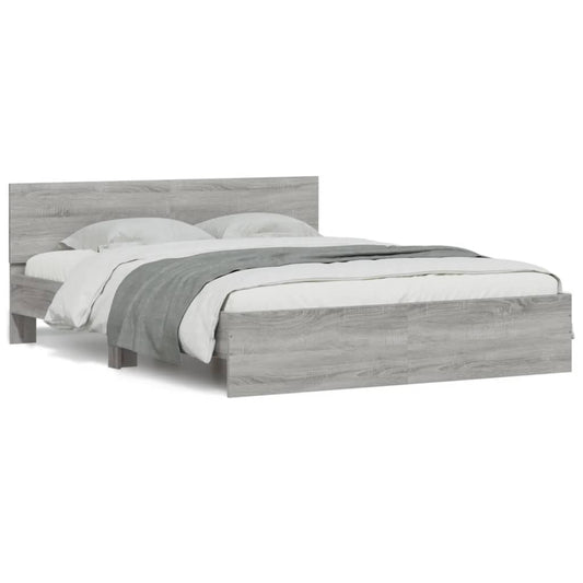 vidaXL Πλαίσιο Κρεβατιού με Κεφαλάρι Γκρι Sonoma 140x190 εκ.