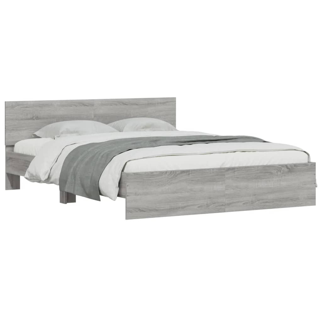 vidaXL Πλαίσιο Κρεβατιού με Κεφαλάρι Γκρι Sonoma 140x190 εκ.