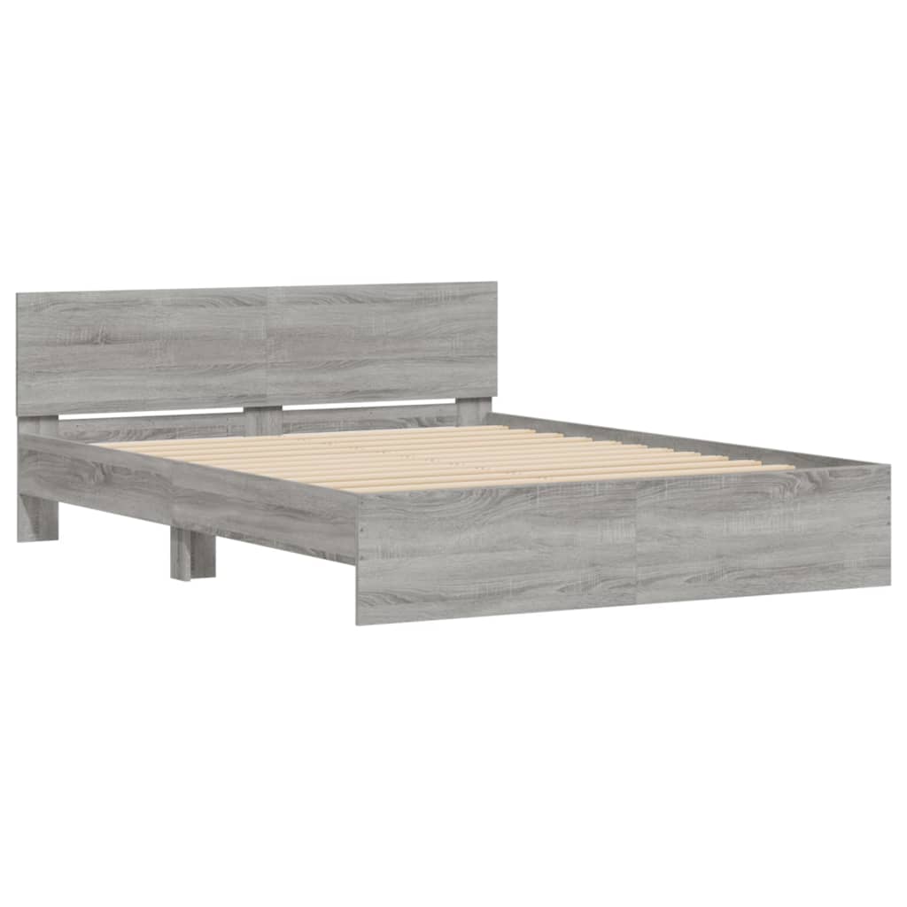 vidaXL Πλαίσιο Κρεβατιού με Κεφαλάρι Γκρι Sonoma 140x190 εκ.