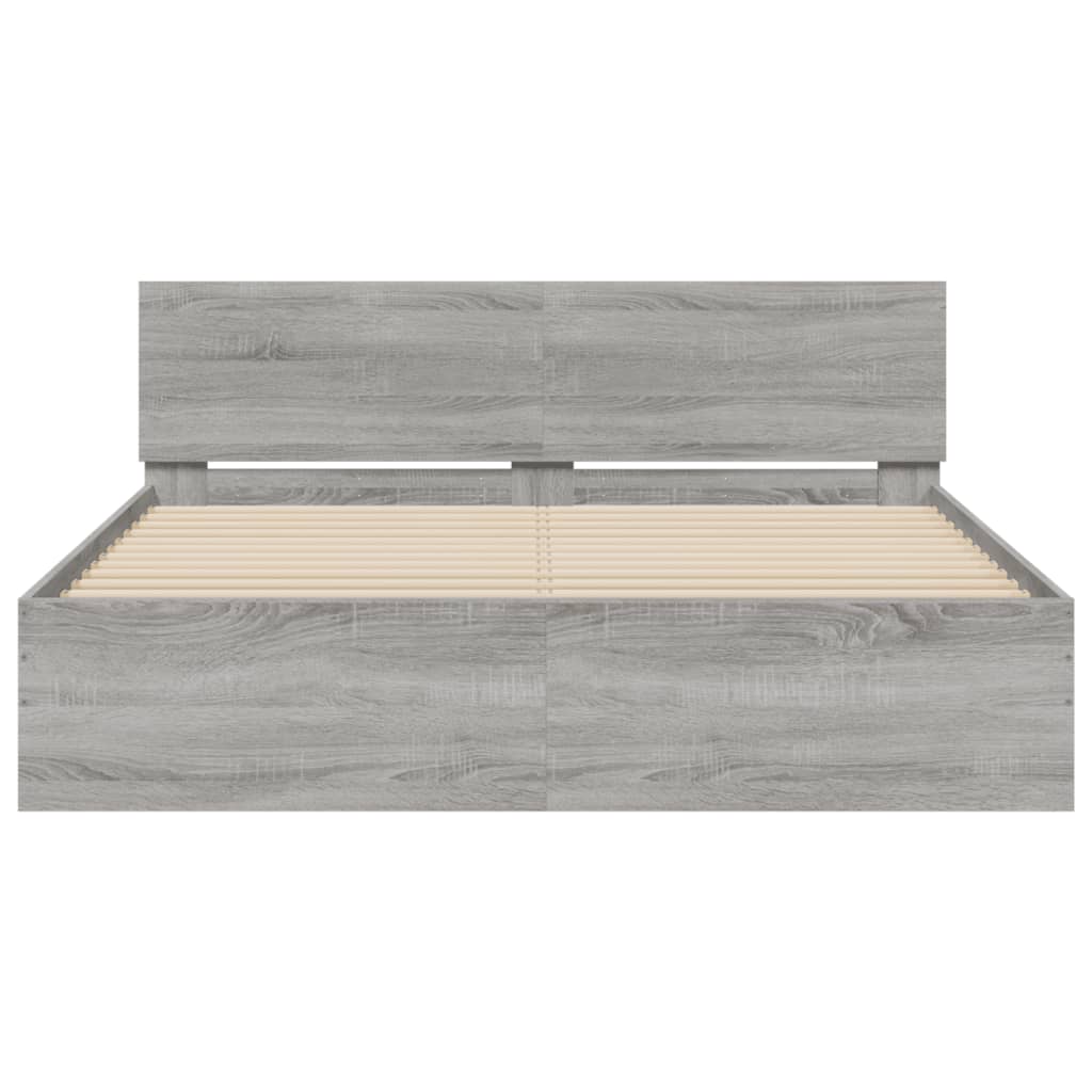 vidaXL Πλαίσιο Κρεβατιού με Κεφαλάρι Γκρι Sonoma 140x190 εκ.