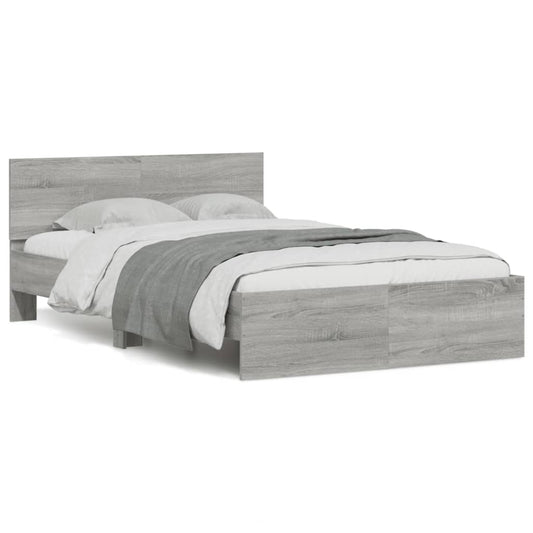 vidaXL Πλαίσιο Κρεβατιού με Κεφαλάρι Γκρι Sonoma 135x190 εκ.