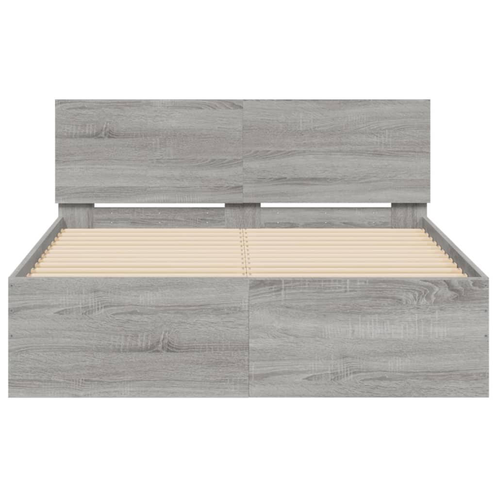 vidaXL Πλαίσιο Κρεβατιού με Κεφαλάρι Γκρι Sonoma 120x190 εκ.