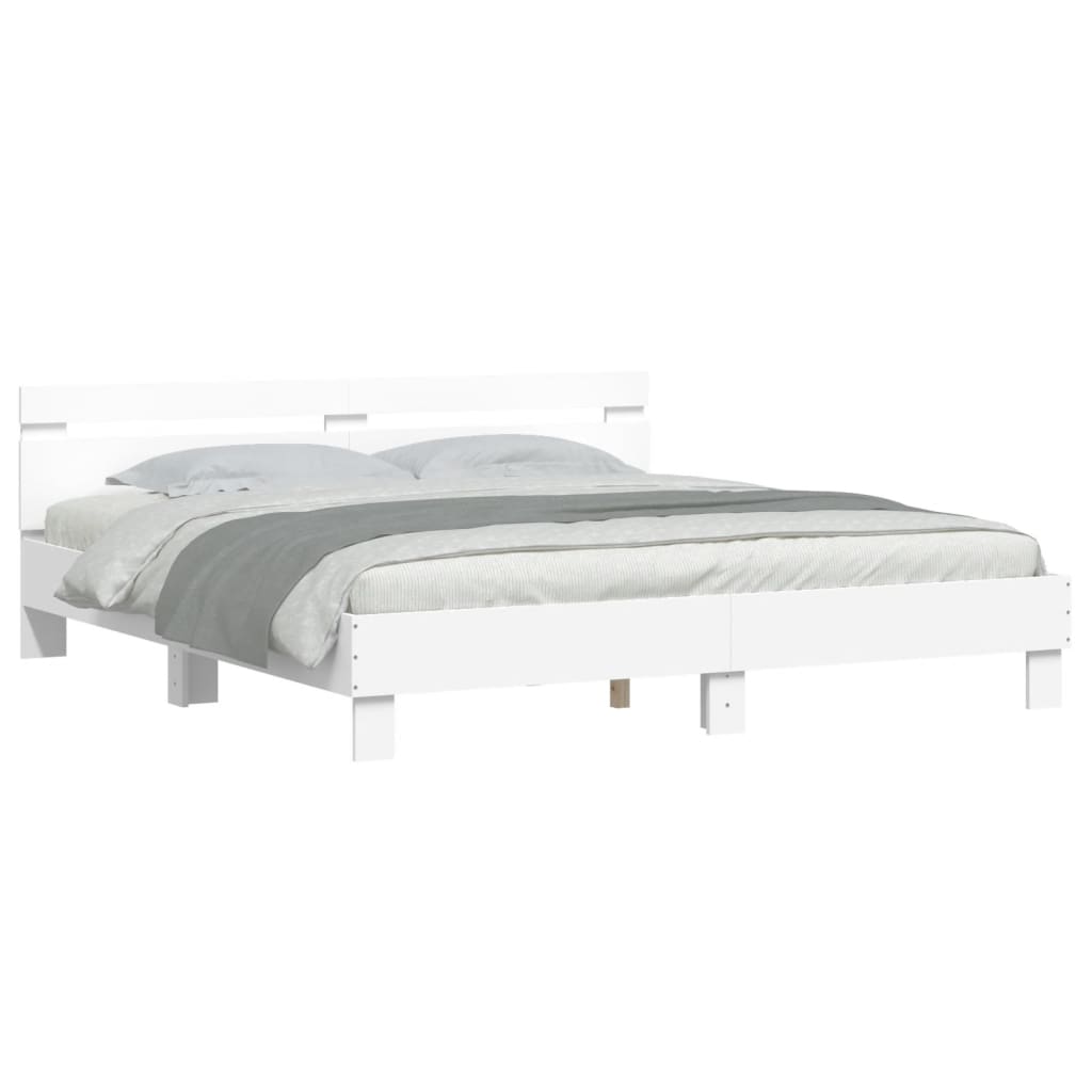 vidaXL Πλαίσιο Κρεβατιού με Κεφαλάρι/LED Λευκό 180x200 εκ