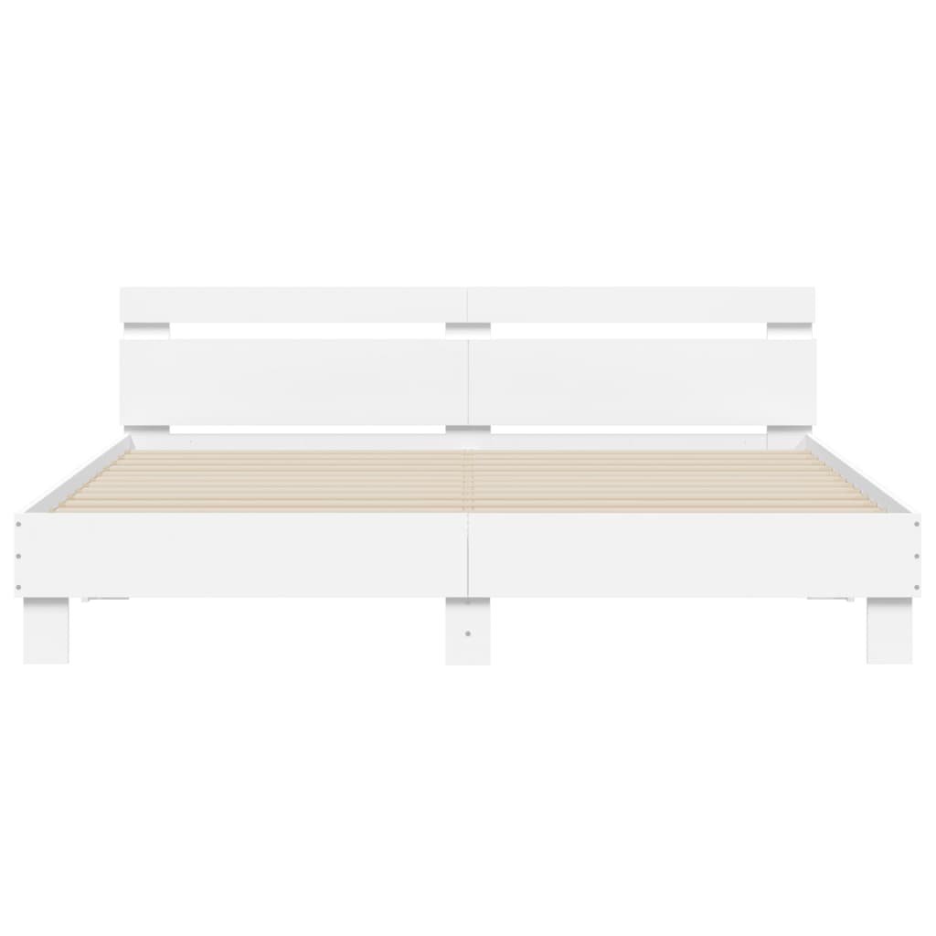 vidaXL Πλαίσιο Κρεβατιού με Κεφαλάρι/LED Λευκό 180x200 εκ