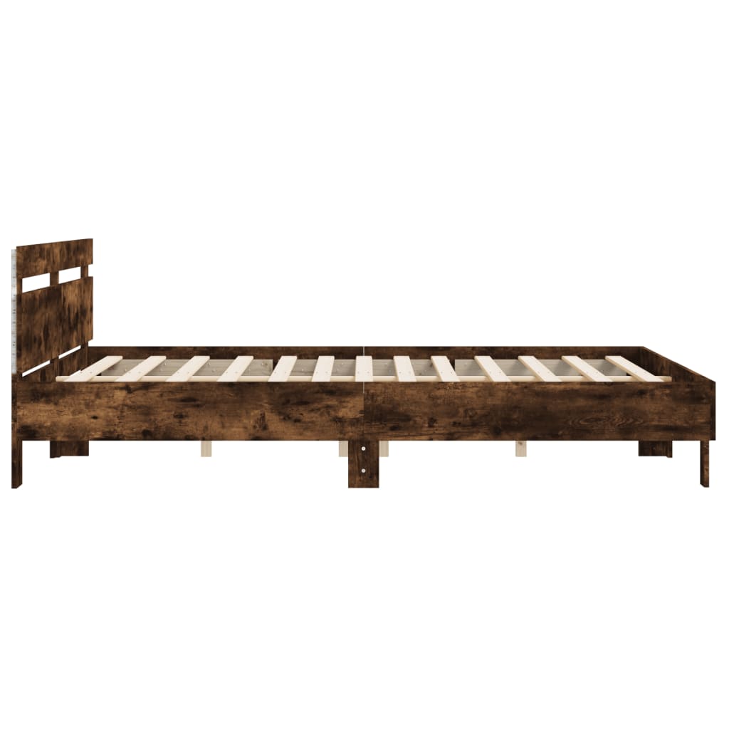 vidaXL Πλαίσιο Κρεβατιού με Κεφαλάρι/LED Καπν. Δρυς 160x200 εκ.