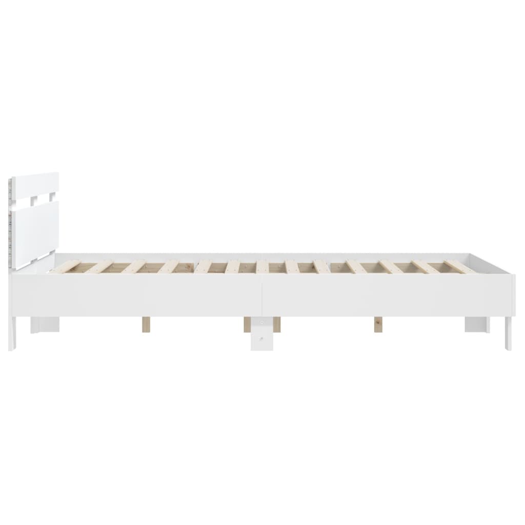 vidaXL Πλαίσιο Κρεβατιού με Κεφαλάρι/LED Λευκό 140 x 200 εκ
