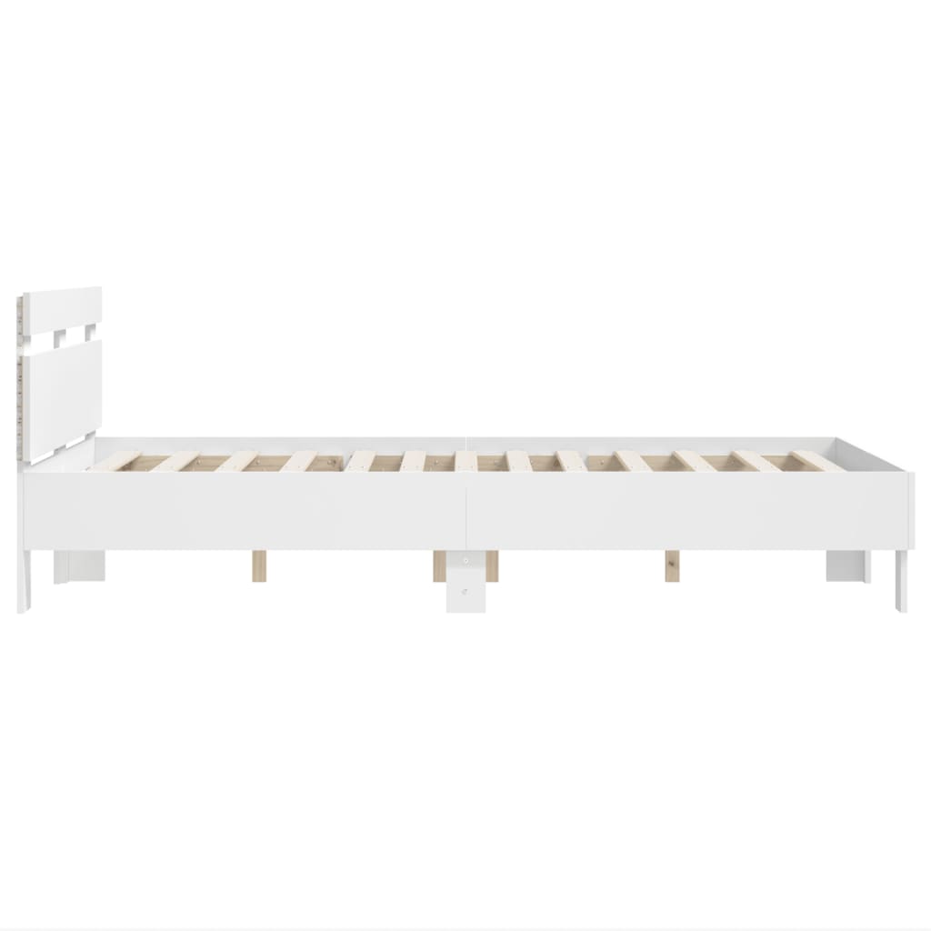 vidaXL Πλαίσιο Κρεβατιού με Κεφαλάρι / LED Λευκό 135 x 190 εκ.